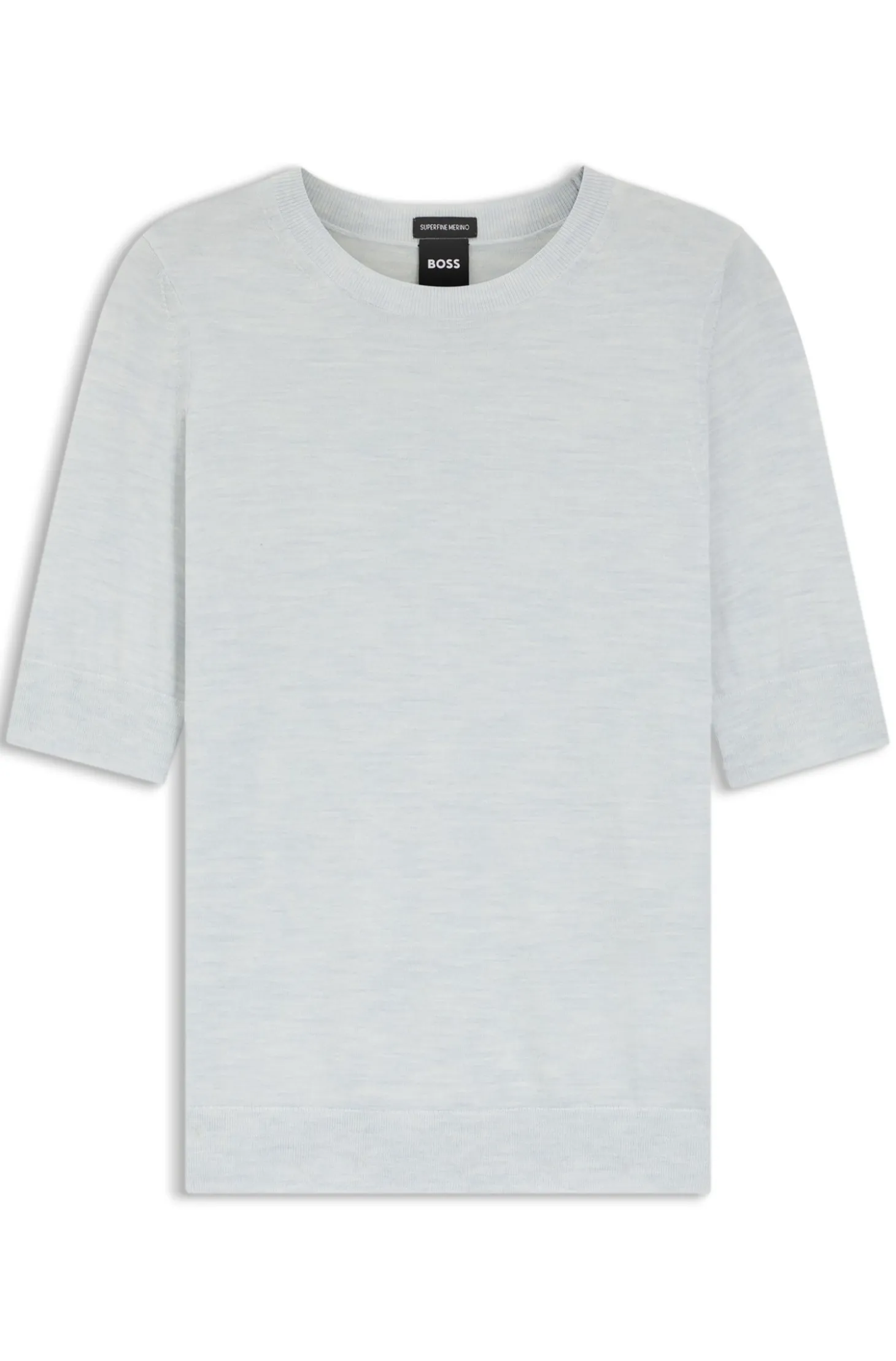Slim-fit short-sleeved sweater in superfine merino wool