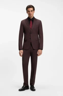 Slim-fit suit in micro-patterned virgin wool