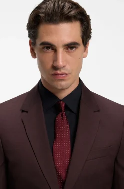 Slim-fit suit in micro-patterned virgin wool