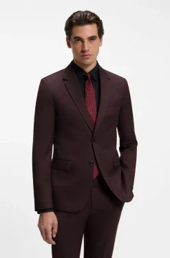 Slim-fit suit in micro-patterned virgin wool