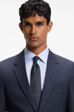 Slim-fit suit in micro-patterned virgin wool