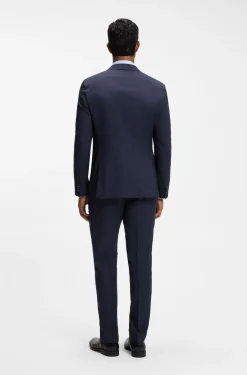 Slim-fit suit in micro-patterned virgin wool
