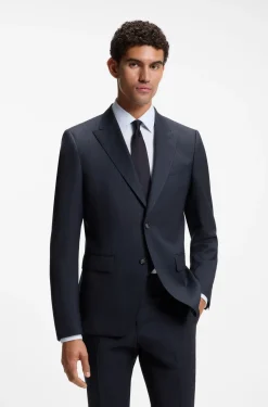 Slim-fit suit in striped Italian virgin wool