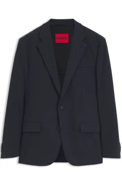 Slim-fit suit jacket in performance-stretch seersucker