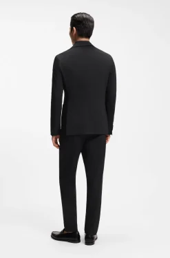 Slim-fit suit jacket in stretch seersucker