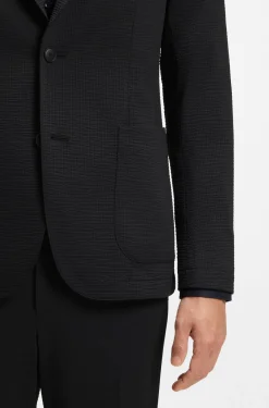 Slim-fit suit jacket in stretch seersucker