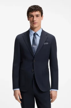 Slim-fit suit jacket in virgin wool and silk