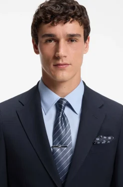 Slim-fit suit jacket in virgin wool and silk