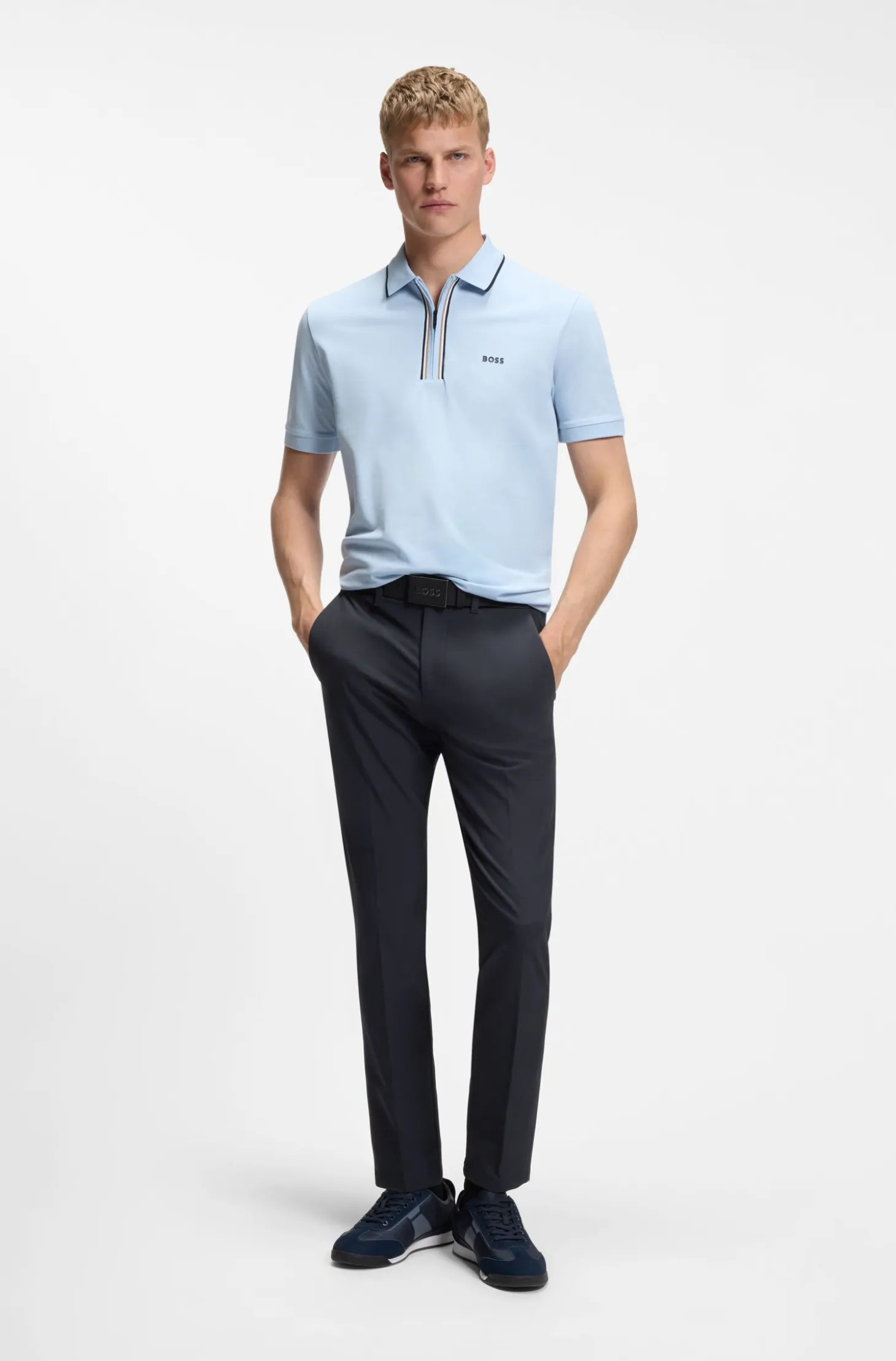 Slim-fit technical trousers with four-way stretch