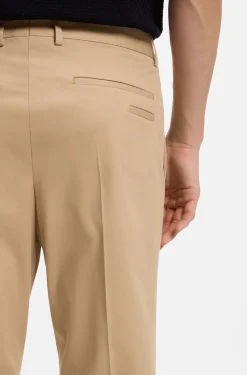 Slim-fit trousers in cotton, silk and stretch