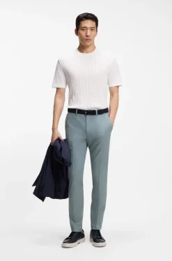 Slim-fit trousers in cotton, silk and stretch