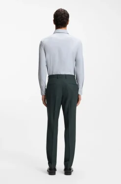 Slim-fit trousers in micro-patterned stretch wool