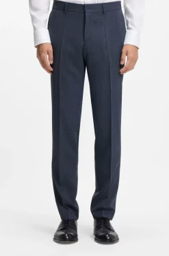 Slim-fit trousers in micro-patterned stretch wool