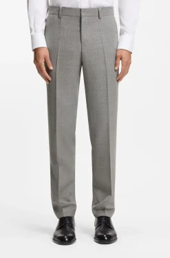 Slim-fit trousers in micro-patterned stretch wool