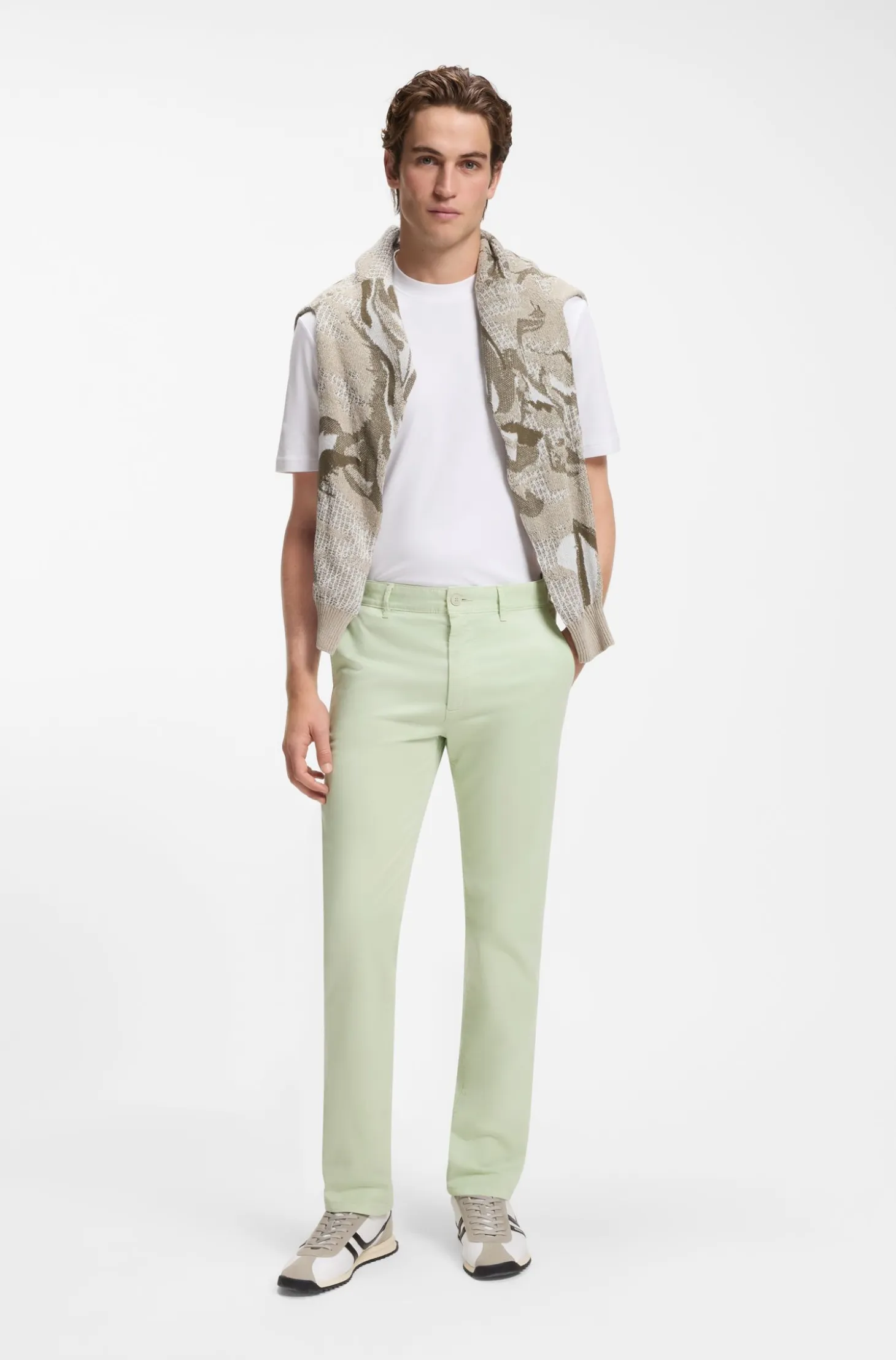 Slim-fit trousers in overdyed stretch satin