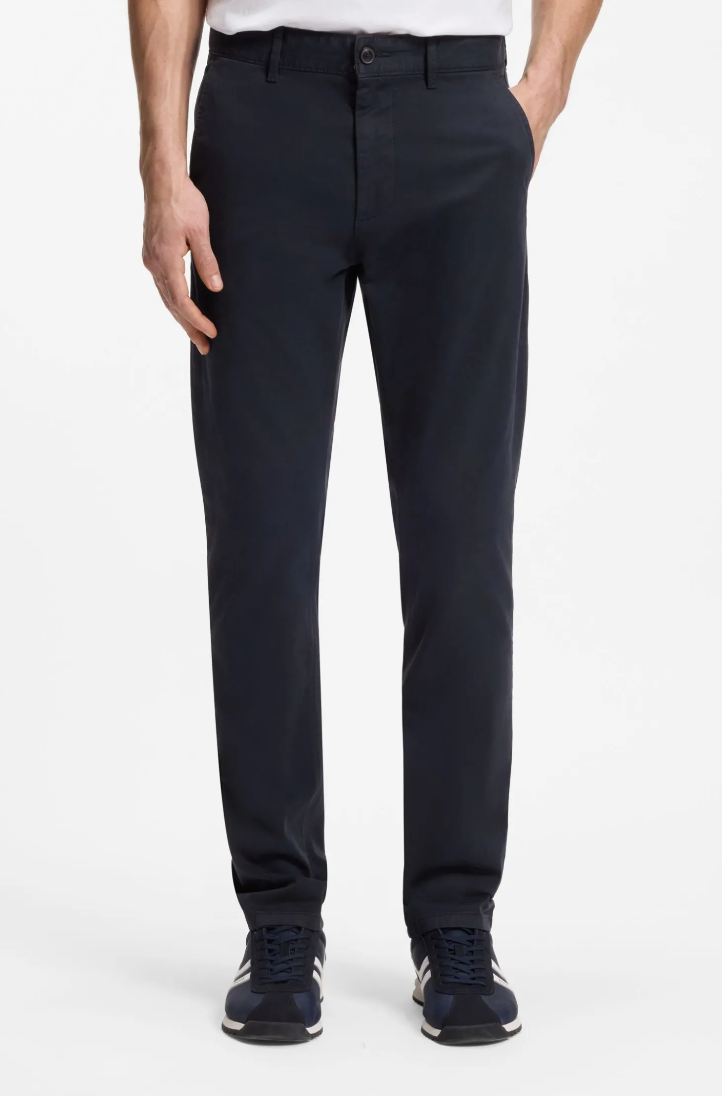 Slim-fit trousers in overdyed stretch satin