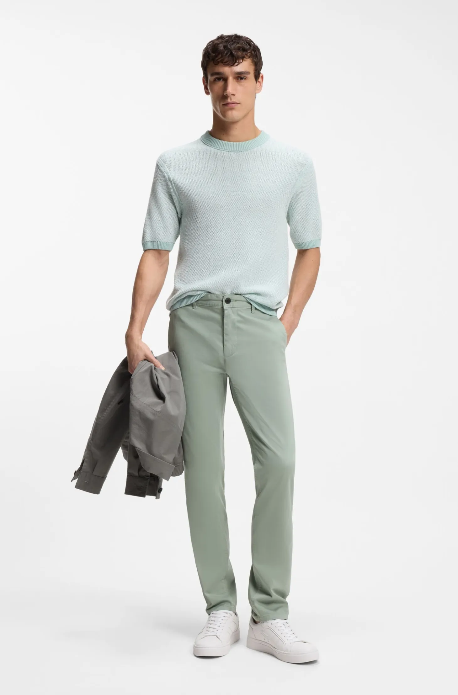 Slim-fit trousers in overdyed stretch satin