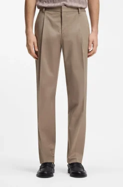 Slim-fit trousers in paper-touch stretch cotton
