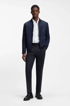 Slim-fit trousers in paper-touch stretch cotton