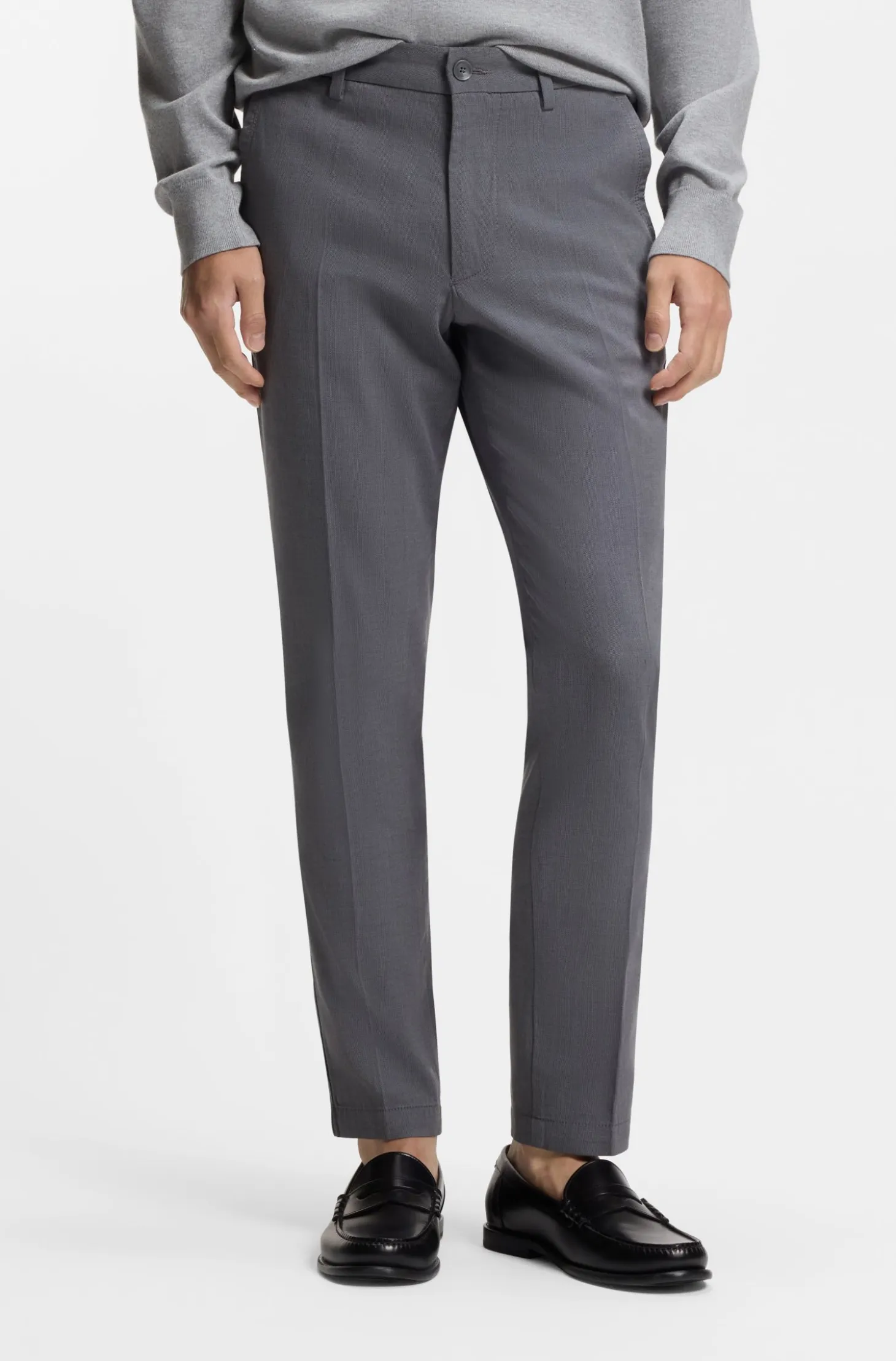 Slim-fit trousers in stretch-cotton dobby