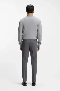 Slim-fit trousers in stretch-cotton dobby
