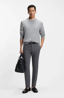 Slim-fit trousers in stretch-cotton dobby