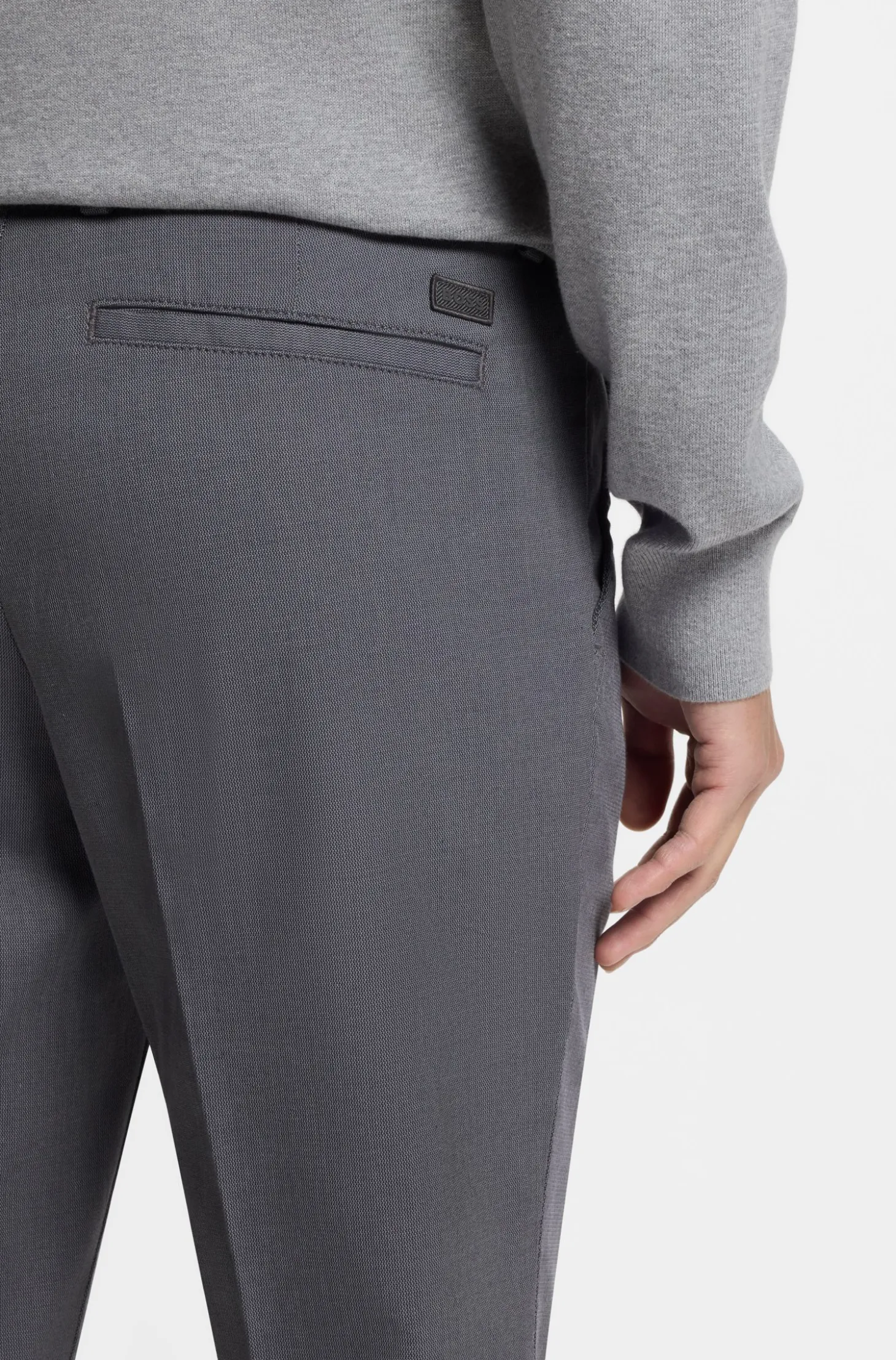 Slim-fit trousers in stretch-cotton dobby