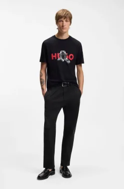Slim-fit trousers in stretch-cotton gabardine