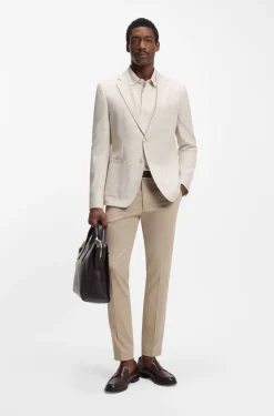 Slim-fit trousers in stretch-cotton dobby