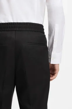 Slim-fit trousers in twill fabric with drawstring waist