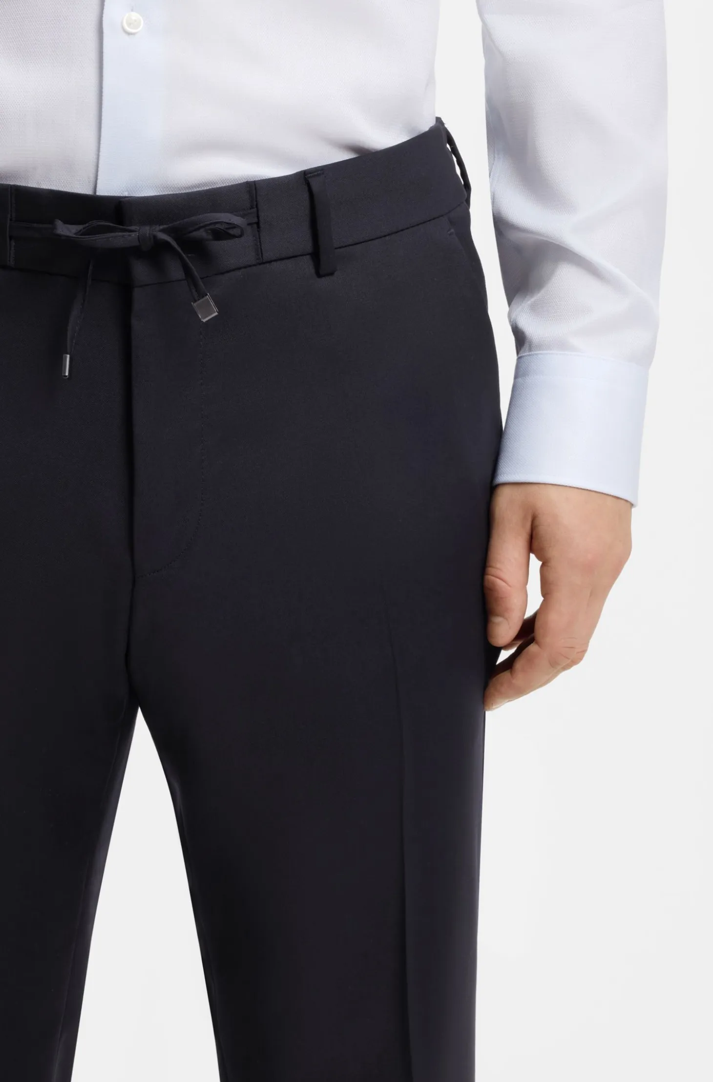 Slim-fit trousers in virgin-wool serge