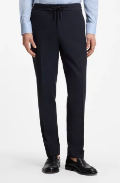 Slim-fit trousers in virgin wool and silk