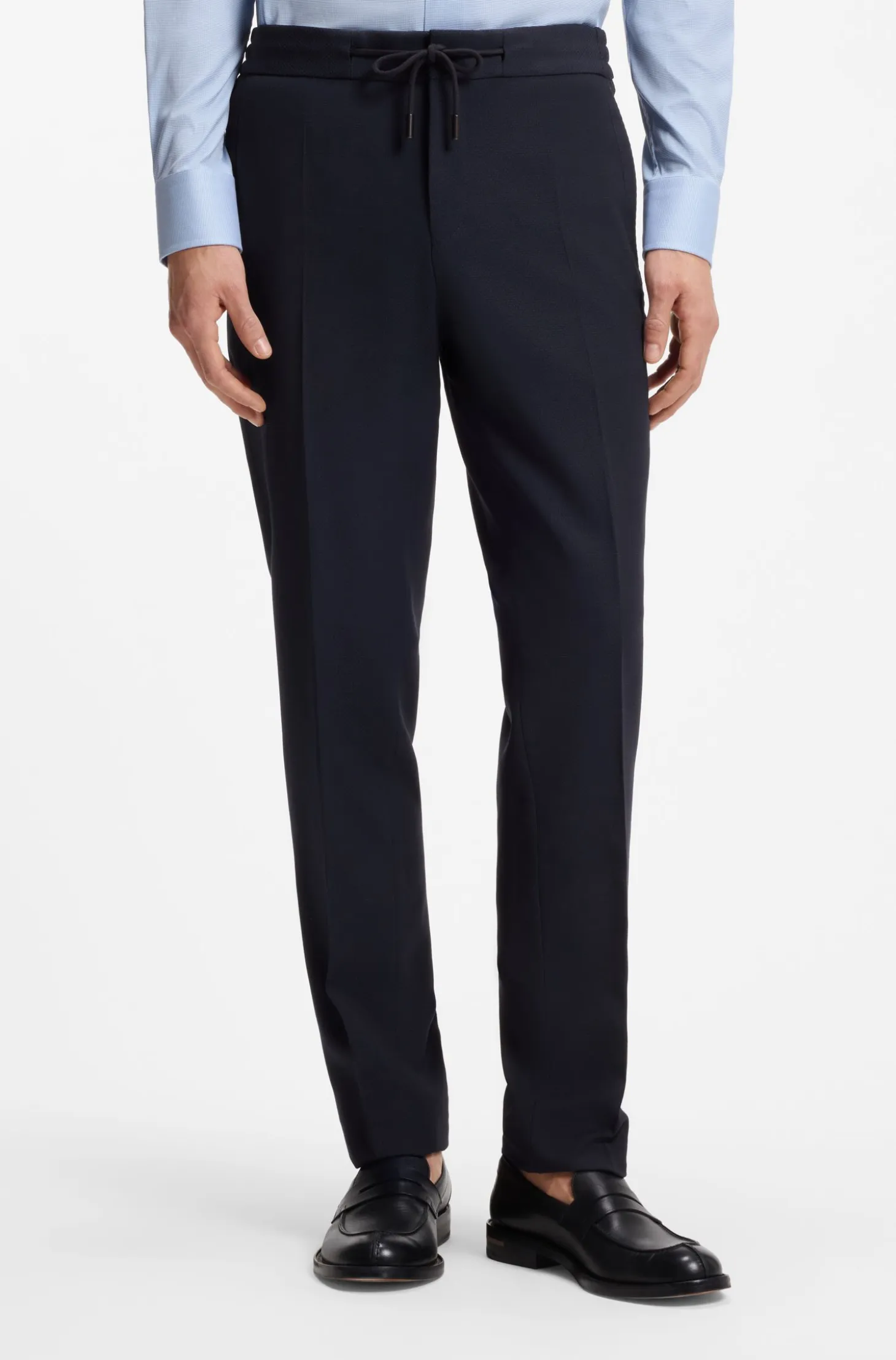 Slim-fit trousers in virgin wool and silk