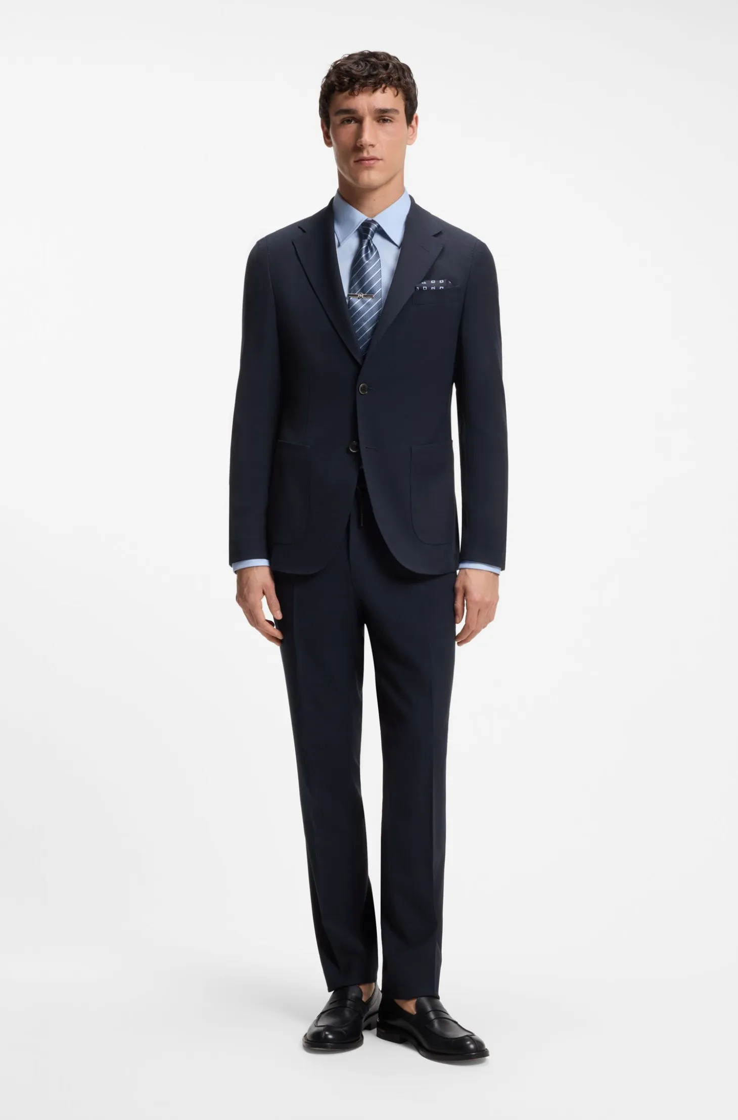 Slim-fit trousers in virgin wool and silk