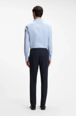 Slim-fit trousers in virgin wool and silk
