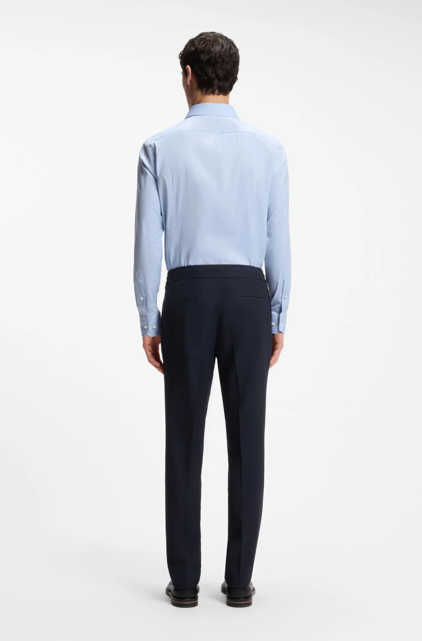 Slim-fit trousers in virgin wool and silk