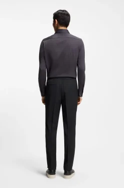 Slim-fit trousers in virgin wool and silk