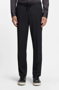 Slim-fit trousers in virgin wool and silk