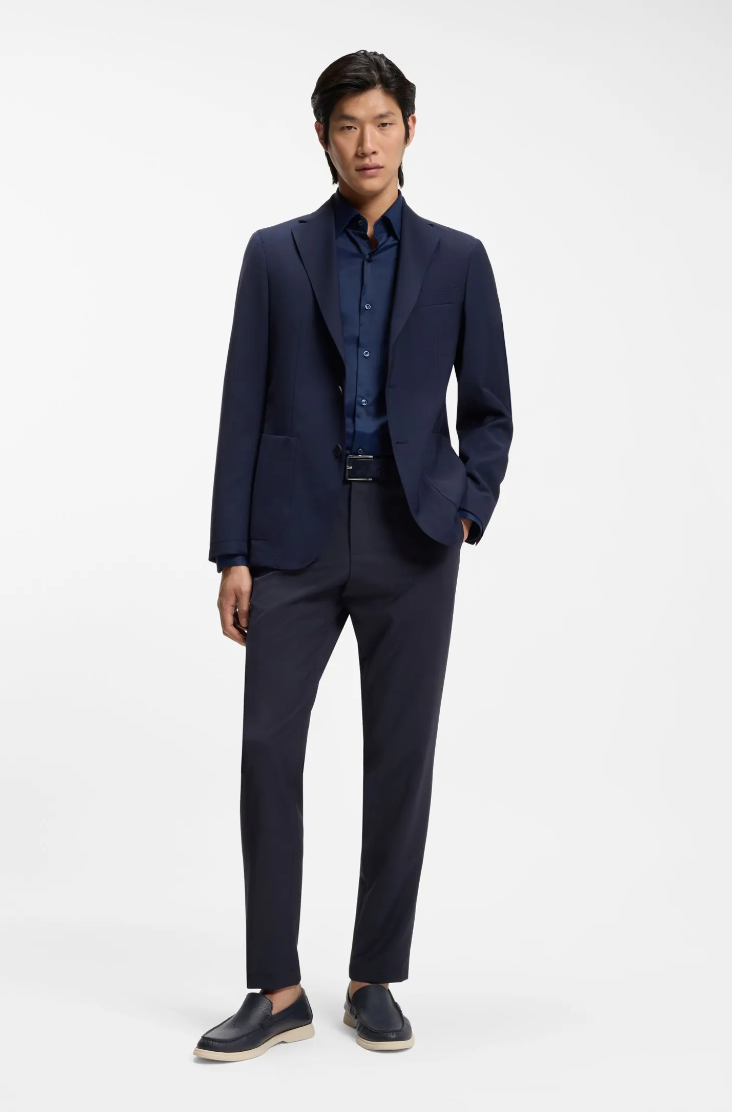 Slim-fit trousers in washable performance-stretch fabric