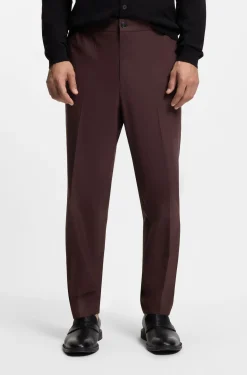 Slim-fit trousers in wool-blend poplin