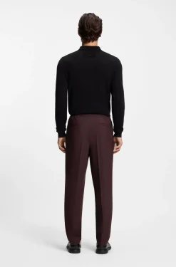 Slim-fit trousers in wool-blend poplin