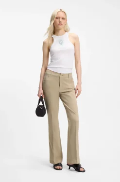 Slim-fit trousers with flared leg