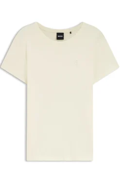 Slim-fit T-shirt in cotton-silk blend with embroidered logo