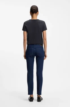 Slim-fit T-shirt in cotton-silk blend with embroidered logo