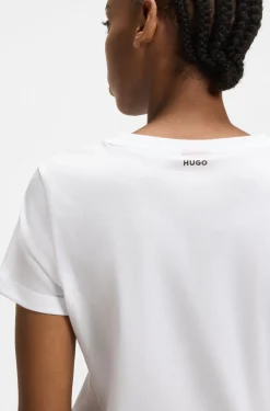 Slim-fit T-shirt in cotton with rolled sleeves