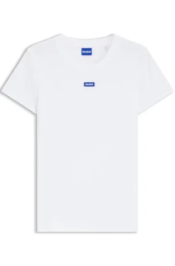 Slim-fit T-shirt in ribbed stretch cotton with logo