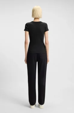 Slim-fit T-shirt in ribbed stretch cotton with logo