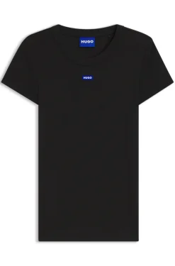 Slim-fit T-shirt in ribbed stretch cotton with logo