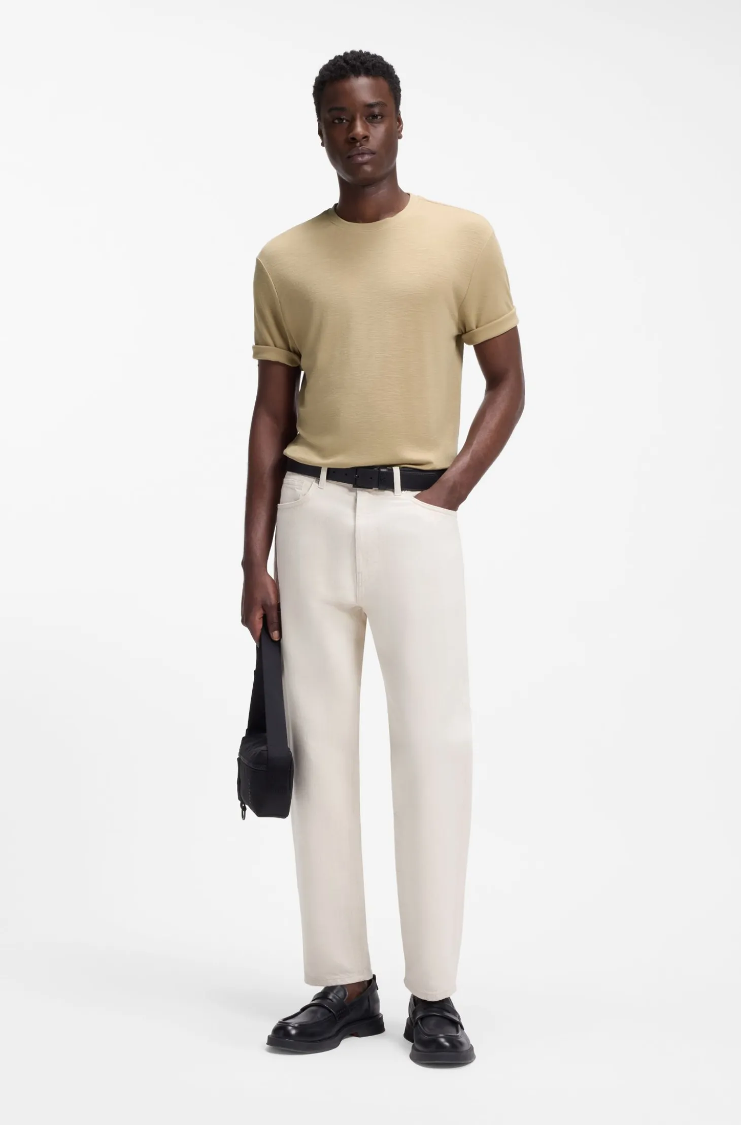 Slim-fit T-shirt in slub interlock
