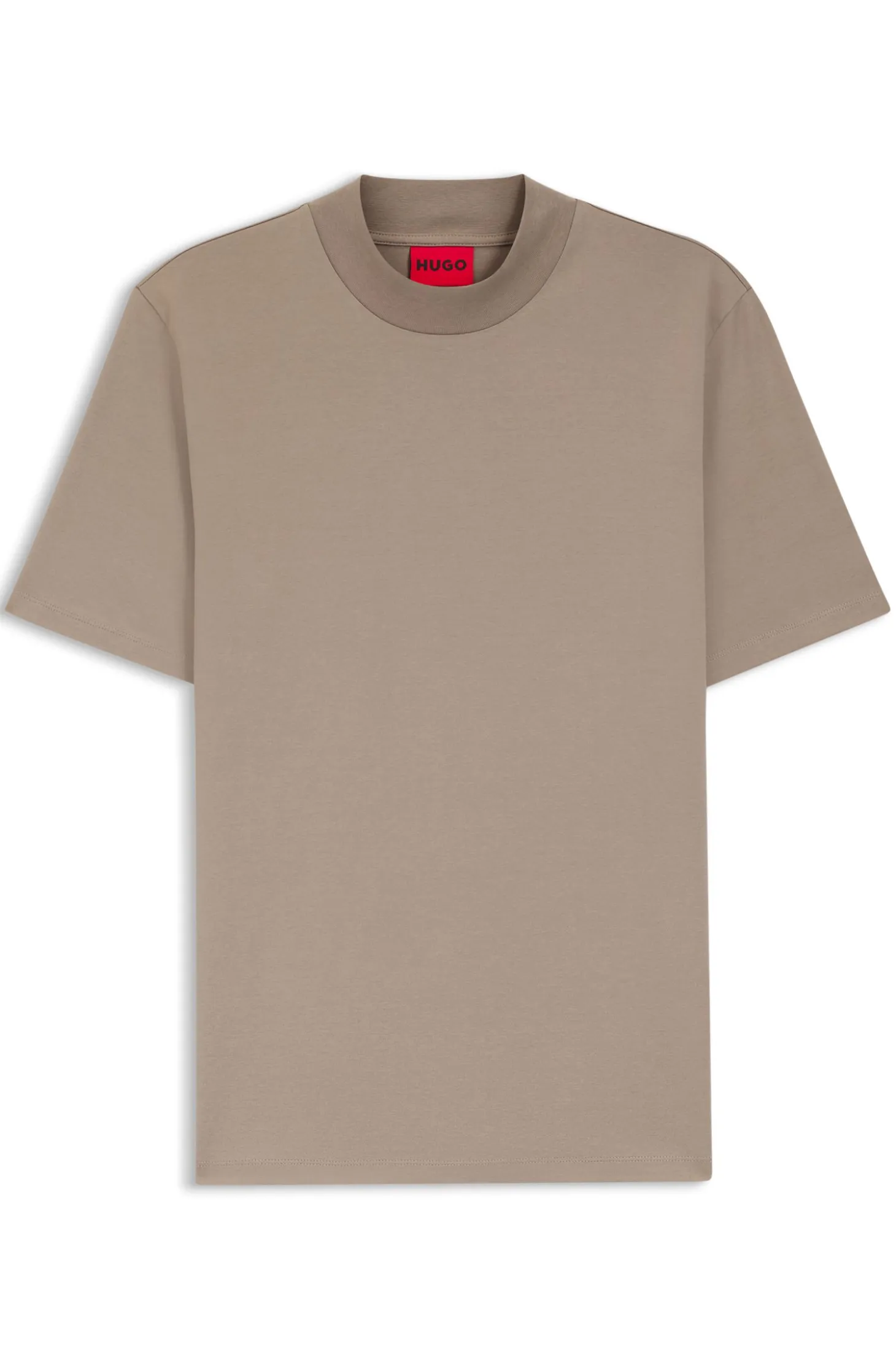 Slim-fit T-shirt in stretch cotton with stand collar